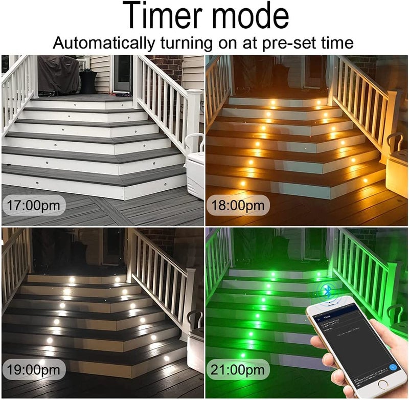 Sumaote LED Deck Light Kit, 20pcs Î¦1.77 WiFi Wireless Smart Phone Control Low Voltage Recessed RGBW Deck Lights with Remote, Voice Control, IP67 Waterproof Outdoor Path Stair Landscape Lighting, Black - Image 3